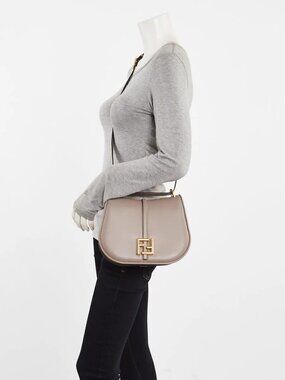 Fendi Tortora Vitello Leather Medium Saddle Bag